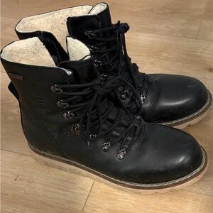 Women's Black leather Winter Boots